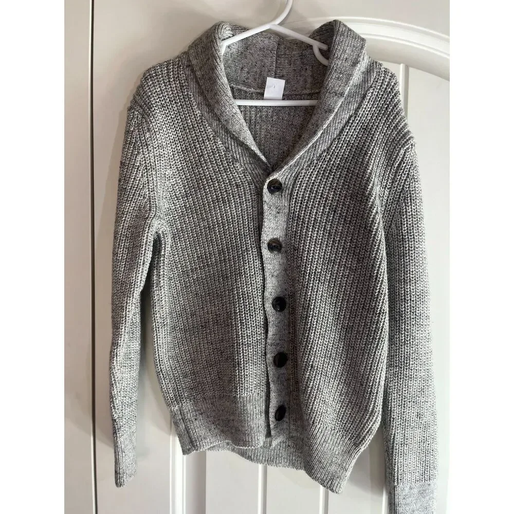 Baby Gap Toddler Boys Cardigan Sweater Size 5 Gray Knit Button Front Shawl Colla